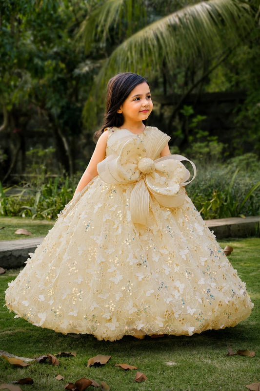 Ivory Blossom Princess Gown| Kids Party Wear