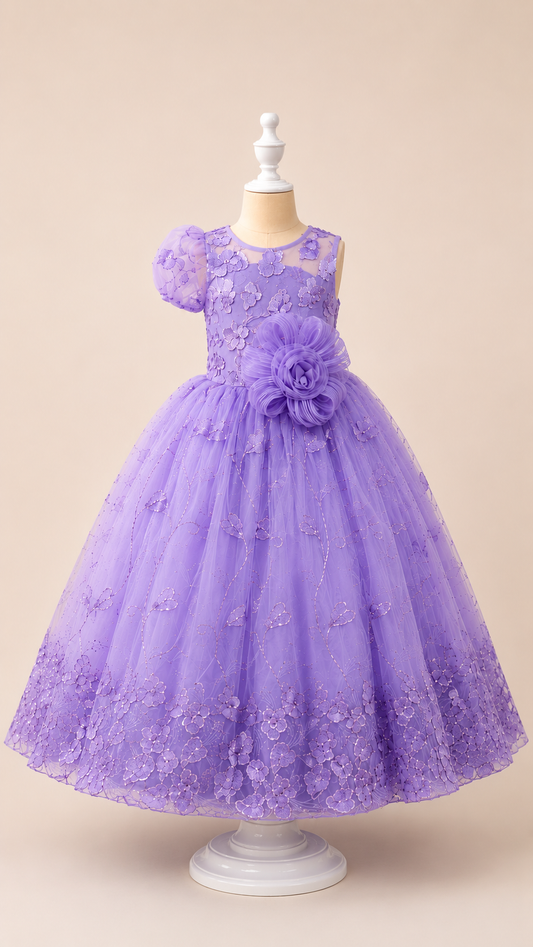 Pastel Lavender Floral Gown | 5Y to 11Y