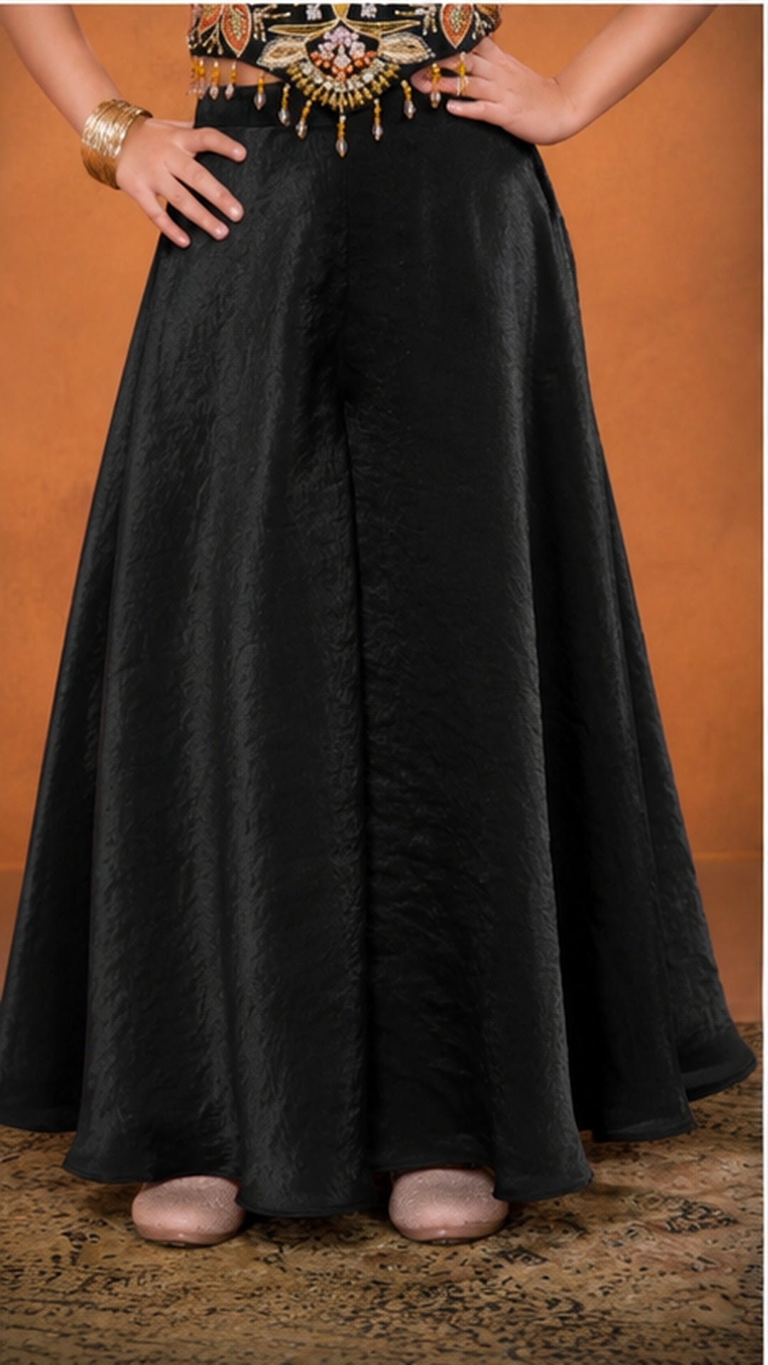 Black Royale Embroidered Palazzo/Sharara Set | 5Y to 9Y