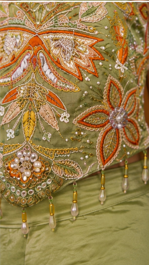 Pistachio Pearl Embroidered Palazzo Set | 5Y to 9Y