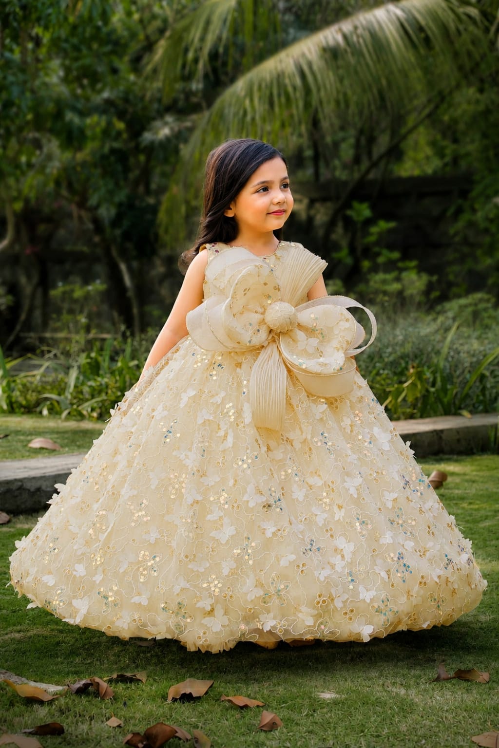 Ivory Blossom Princess Gown| Kids Party Wear
