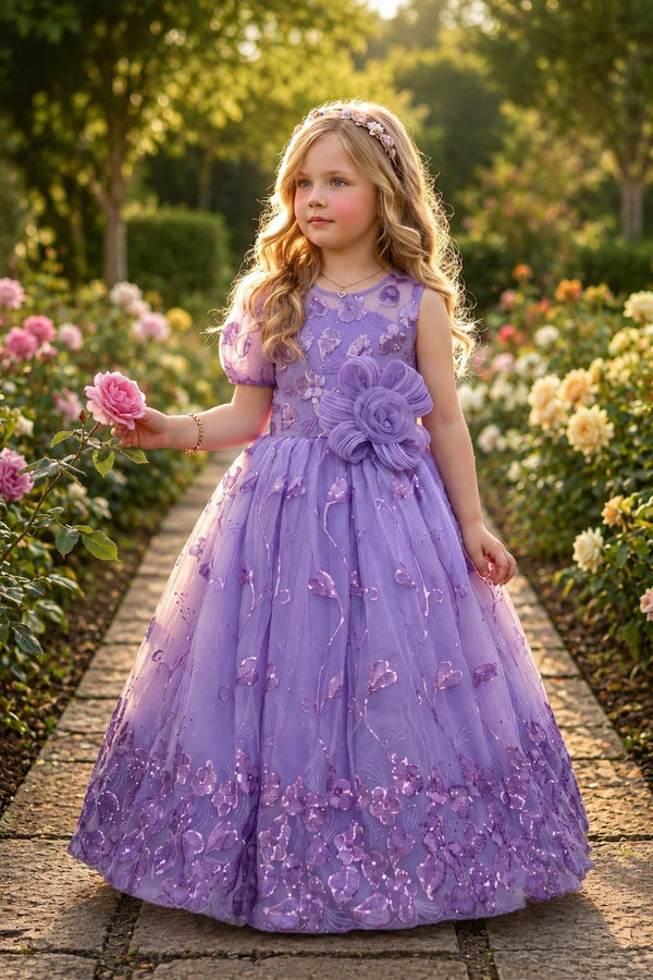 Pastel Lavender Floral Gown | 5Y to 11Y
