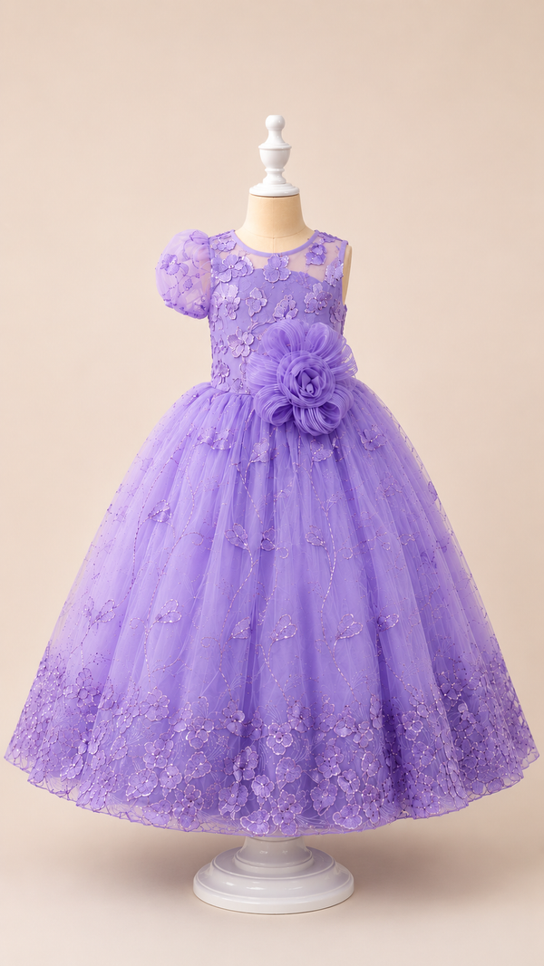 Pastel Lavender Floral Gown | 5Y to 11Y