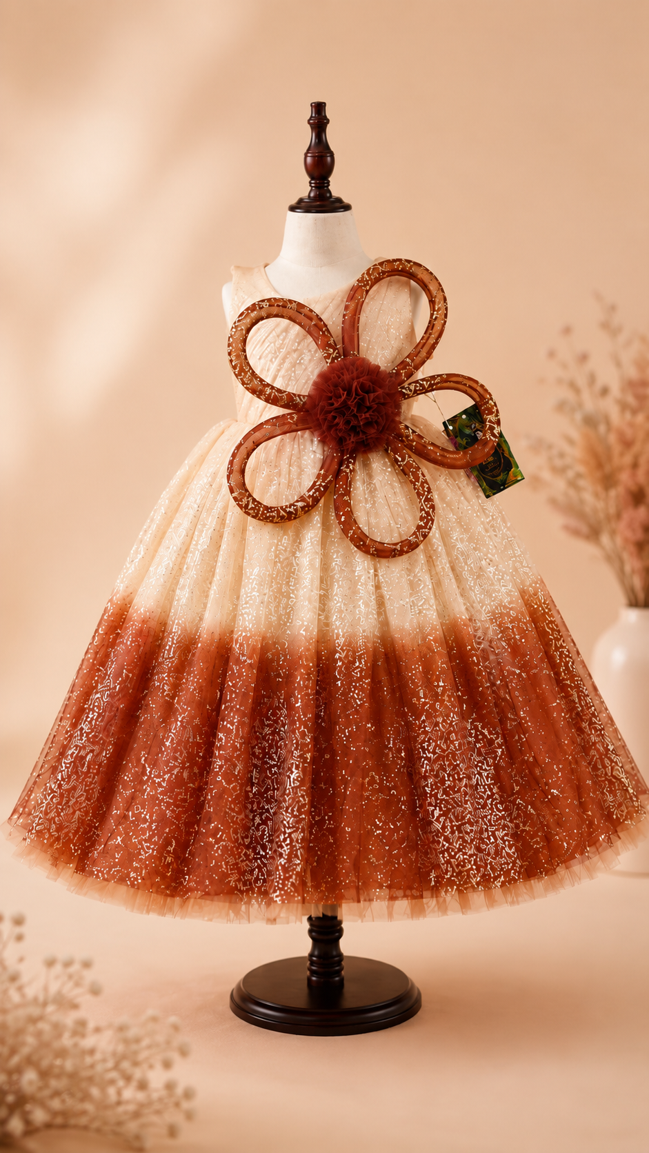 Brown ombré (Champagne to Chocolate Brown) Kids Party Party Wear Gown