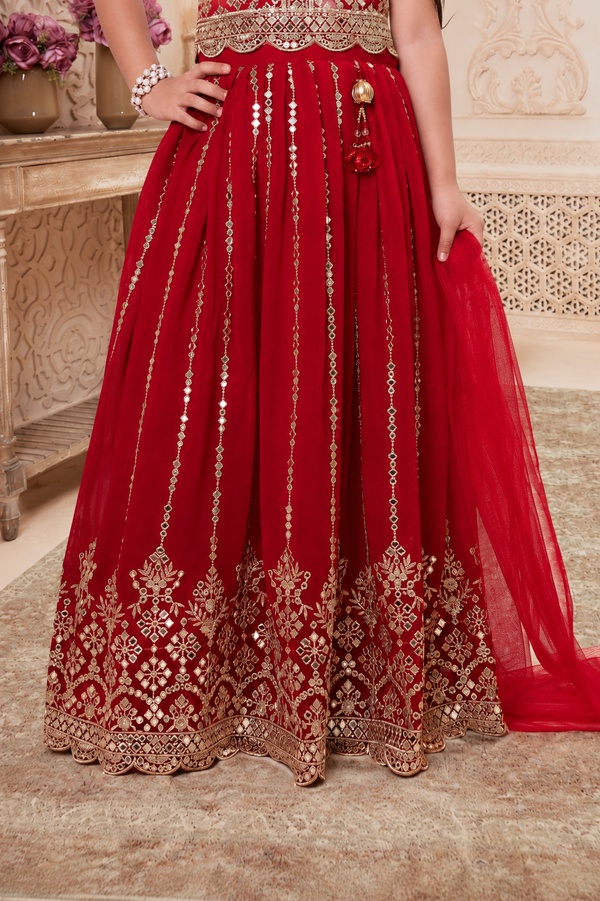 Ruby Red Royal Lehenga | 1Y to 7Y