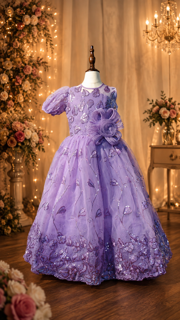 Pastel Lavender Floral Gown | 5Y to 11Y