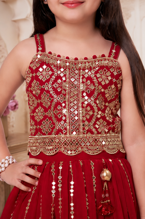 Ruby Red Royal Lehenga | 1Y to 7Y
