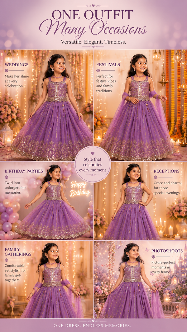 Royal Lavender Lehanga | 1Y to 7Y