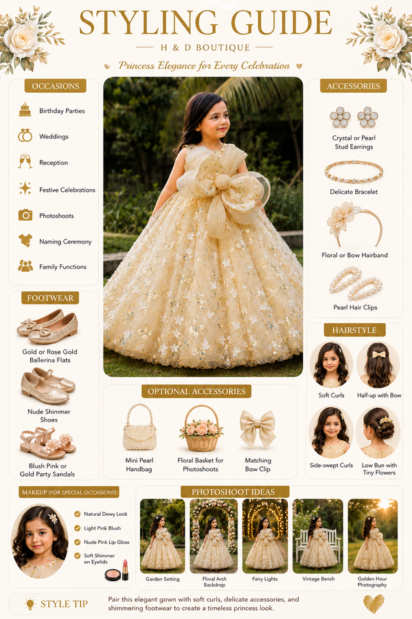 Ivory with Aqua blue Sequine Princess Gown | 3Y to 9Y